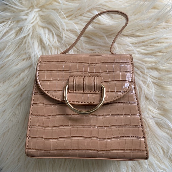 Nude Patent Croc PU ring detailed mini bag - Picture 1 of 4